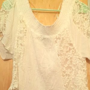 Boho Off the shoulder white Coachella vibe shirt